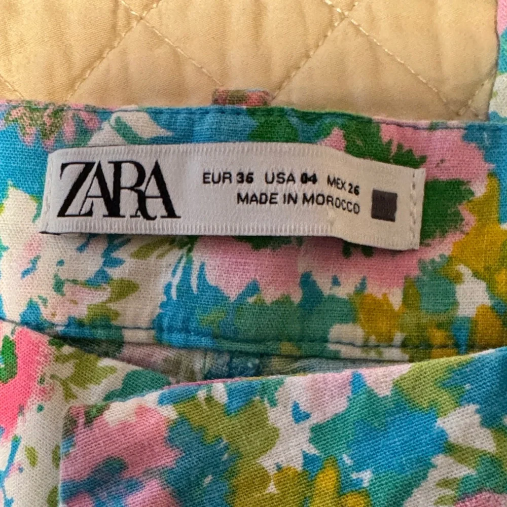 Zara Floral Straight Leg Pants - Blue, Yellow, Pink - Picture 2 of 8